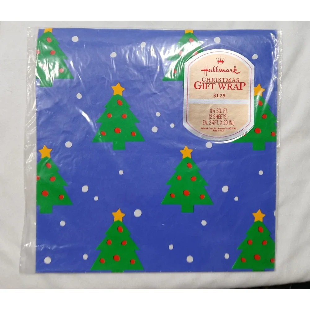 Vtg Hallmark Christmas Gift Wrap Paper Sheets NOS Sealed Lot of 2 Cardinals/Tree